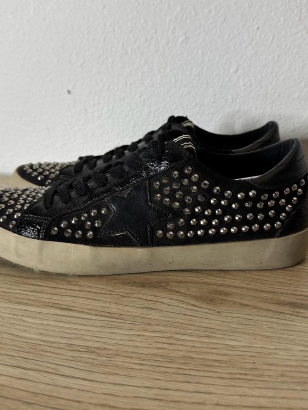 Black Studded Low-Top Sneakers